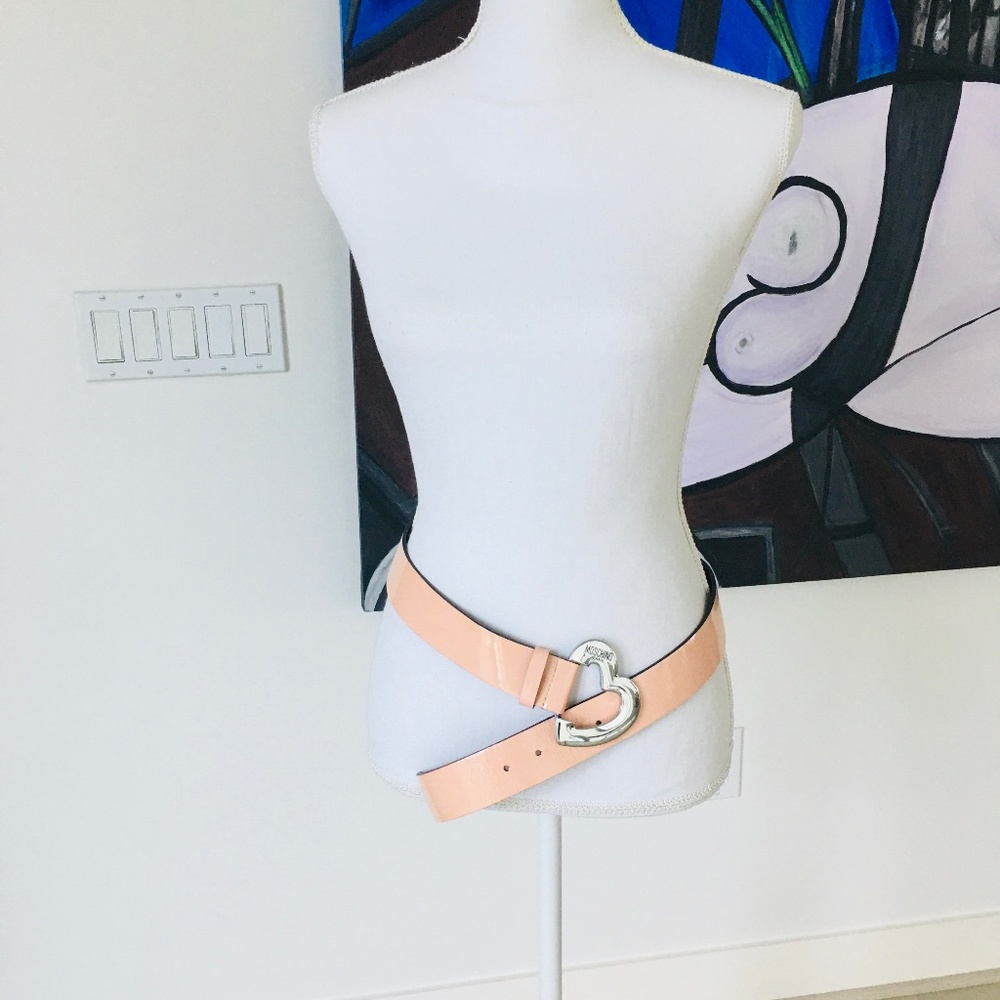 MOSCHINO JEANS BELT PINK PATENT LEATHER WOMEN SIZE-100